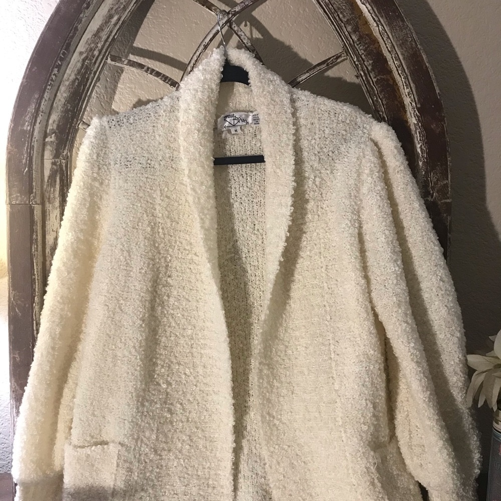 Cardigan White Sweater ,can’t read tag  Size M